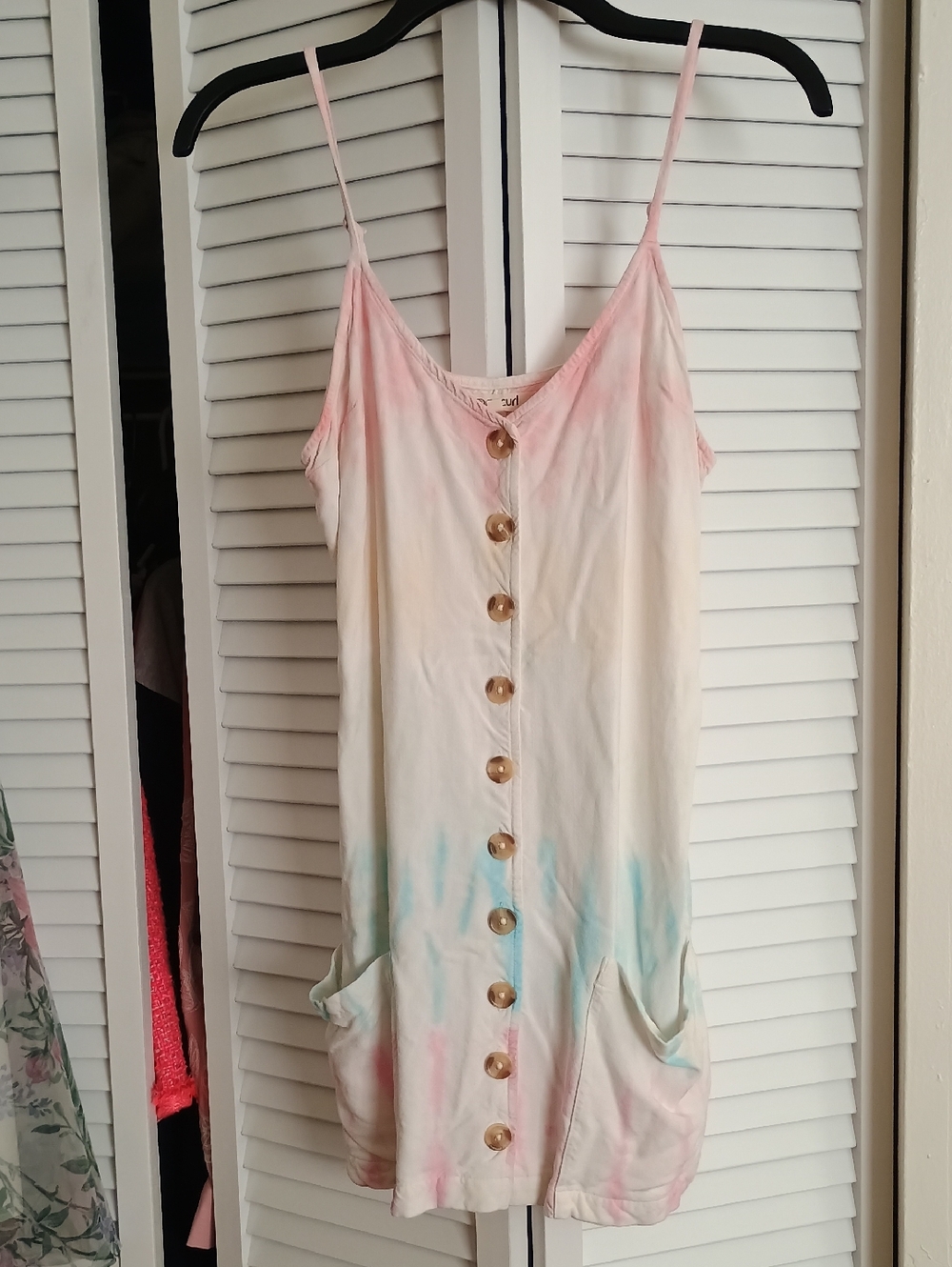 Rip Curl Pastel Pink and Cream Tie-Dye Cami